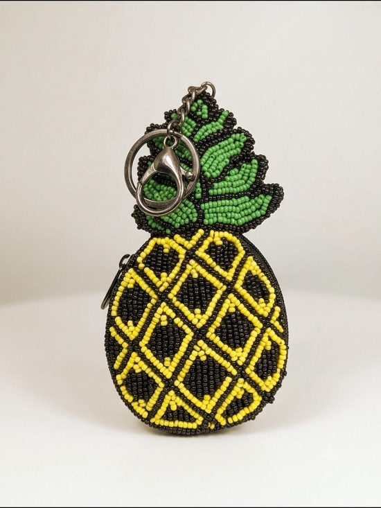 Mary Frances Accessories - Mary Frances Hand Beaded Pineapple Keychain Wallet Summer Tropical Beach Mermaid